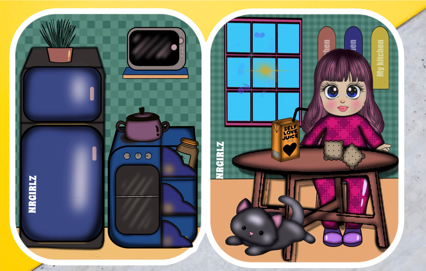 Printable Paper Dollhouse and Doll Set, Printable paper doll and dollhouse for kids