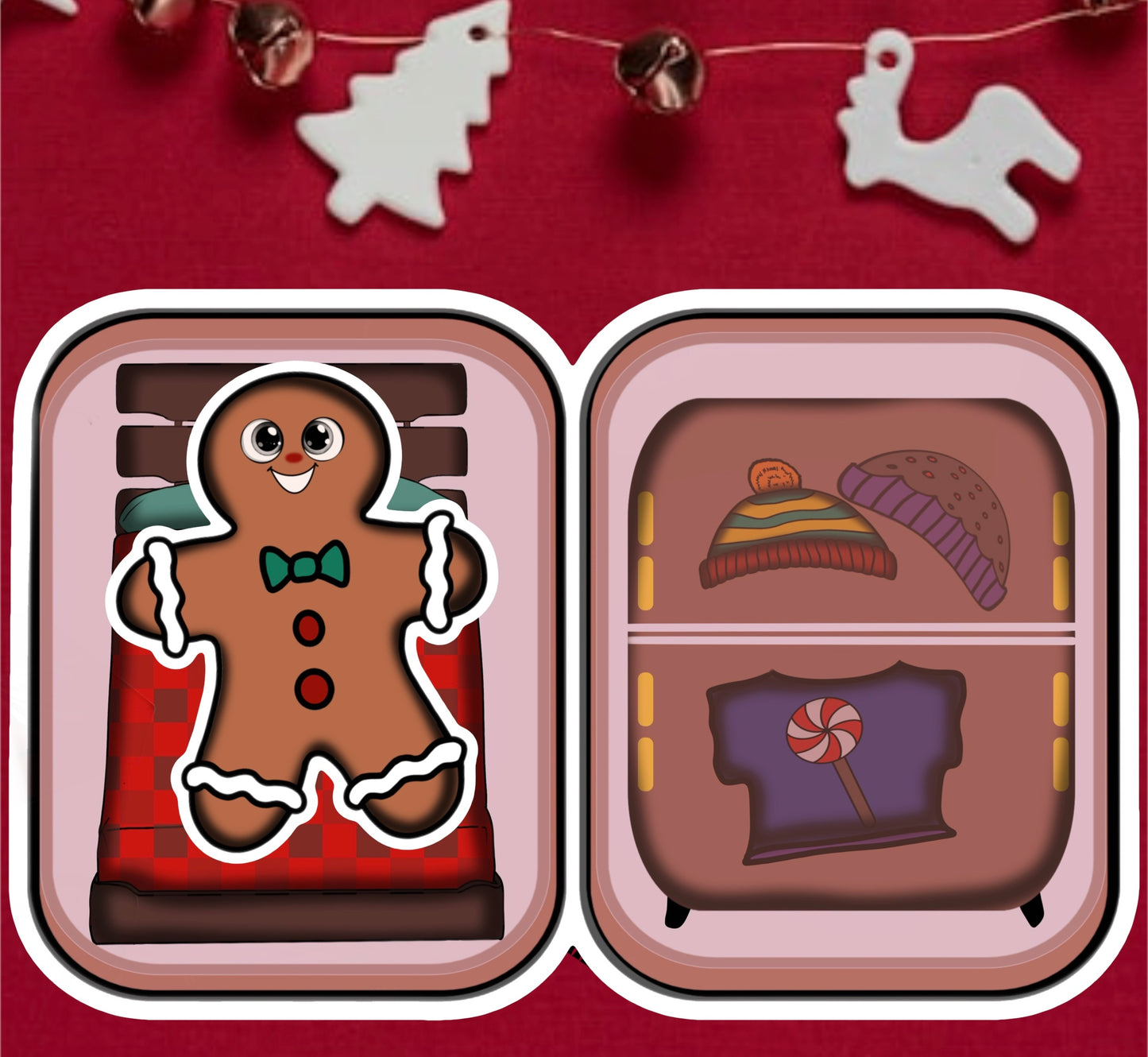 Paper Doll Gingerbread man, Printable Paper House, Christmas Paper House