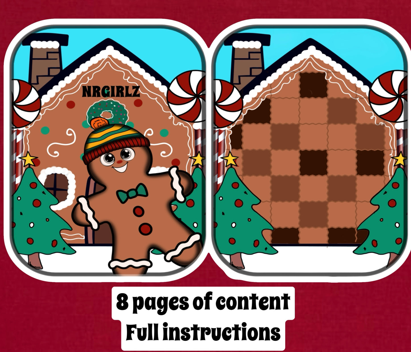 Paper Doll Gingerbread man, Printable Paper House, Christmas Paper House