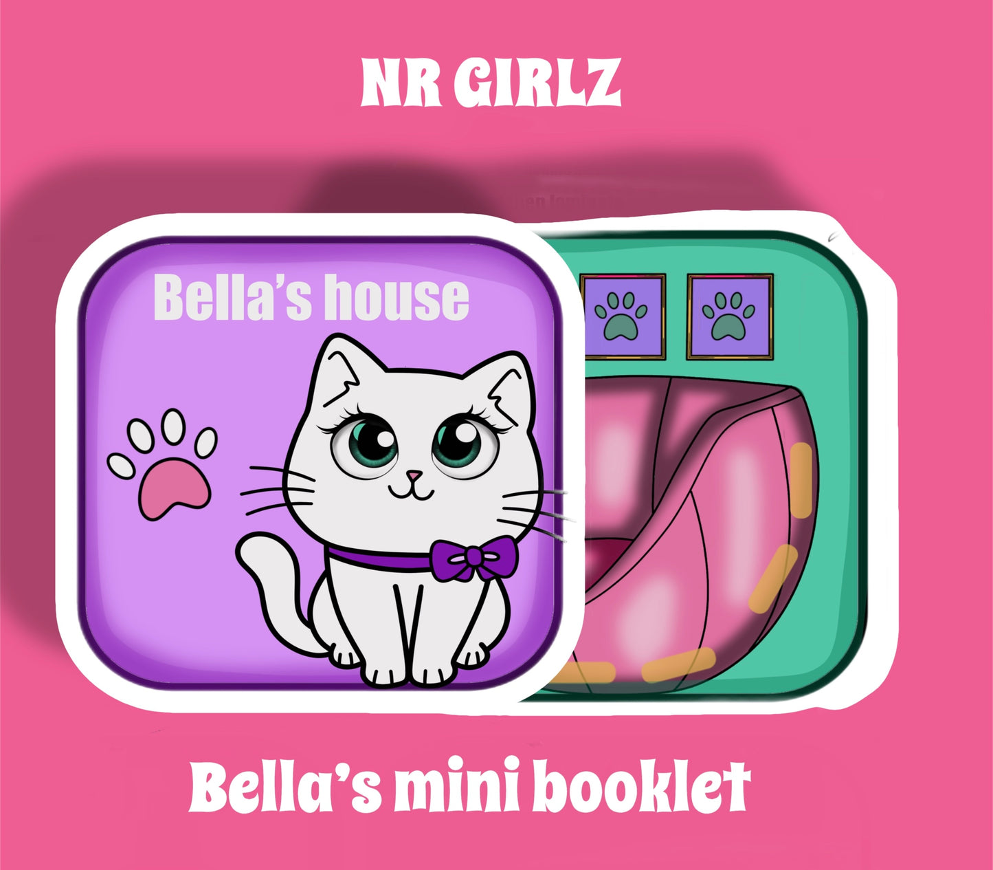 Paper Doll Bella the Kitten, Printable Paper House, Cat Paper House