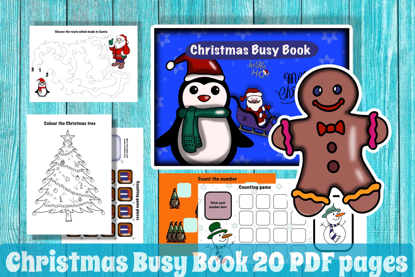 Christmas Busy Book for Toddler Printable Homeschool Resources Preschool Learning Folder Kindergarten Pre-K Christmas Activities for Kids