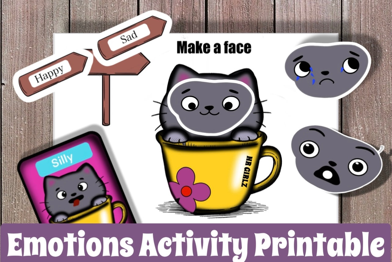Kitten Emotions Activity Printable Fall Activities for Kids Preschool Toddler Worksheets Feelings Autism Activities Cat Learning Binder