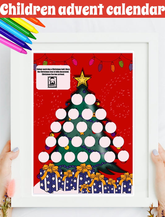 Printable Advent Calendar, Christmas Tree Countdown Calendar, Days Till Christmas 8.5x11" and A4 Xmas Print
