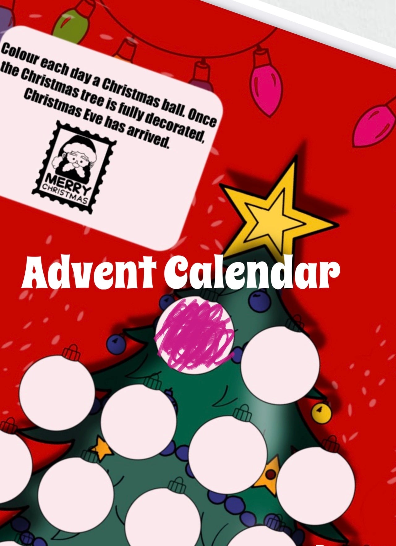 Printable Advent Calendar, Christmas Tree Countdown Calendar, Days Till Christmas 8.5x11" and A4 Xmas Print