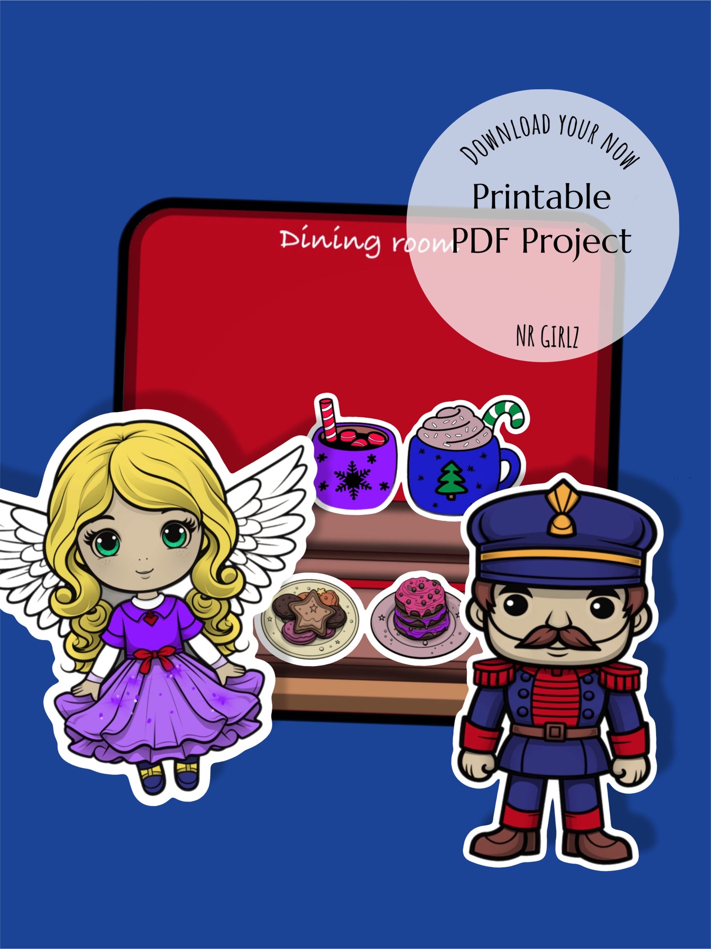 Paper Doll Princess and the Tin Soldier Christmas Edition, Printable Paper House, Princess Paper House