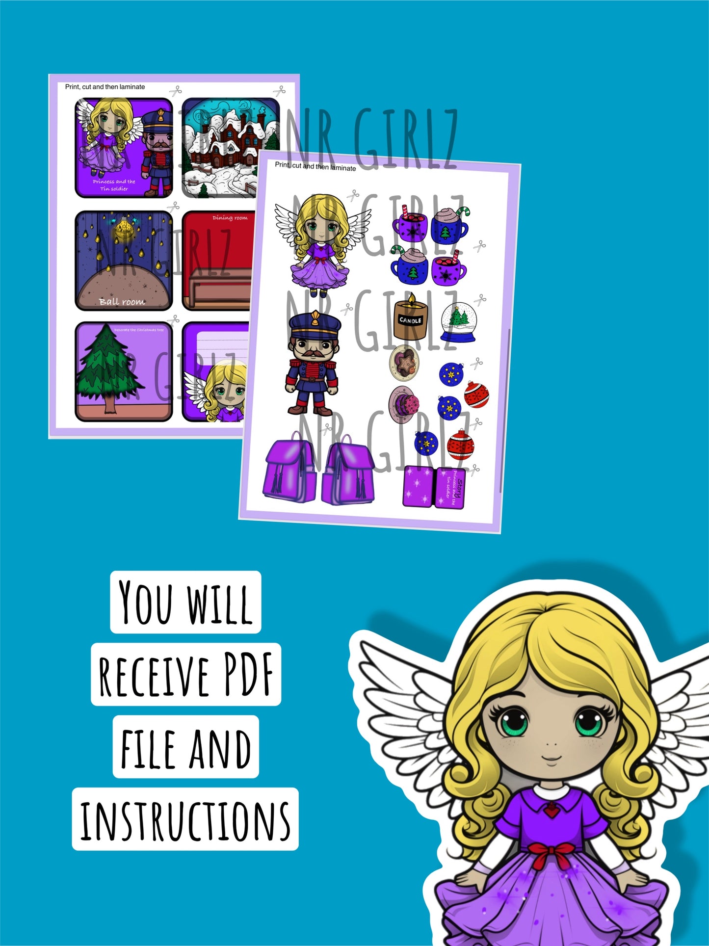 Paper Doll Princess and the Tin Soldier Christmas Edition, Printable Paper House, Princess Paper House