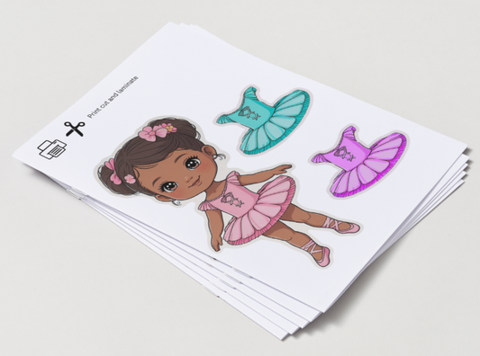 Ballerina Paper Doll Printable Kit – 2 Dolls + Ballet Studios – DIY PDF Cut & Play – Kids Craft – Instant Download