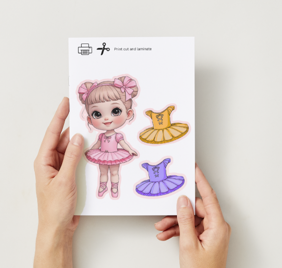 Ballerina Paper Doll Printable Kit – 2 Dolls + Ballet Studios – DIY PDF Cut & Play – Kids Craft – Instant Download