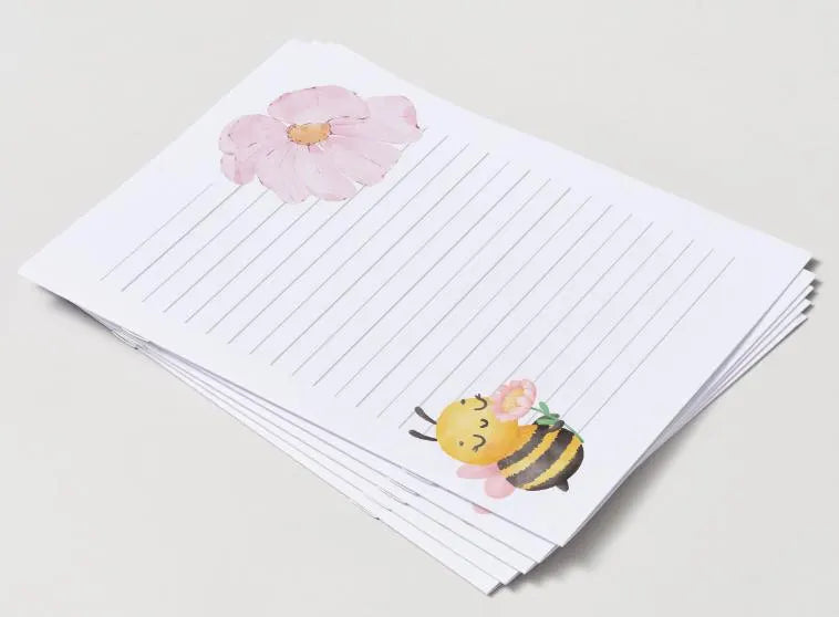 Printable Floral Cute Stationery Floral Cute Writing Paper Digital Download PNG Letter Paper Line Paper Lined Paper High resolution