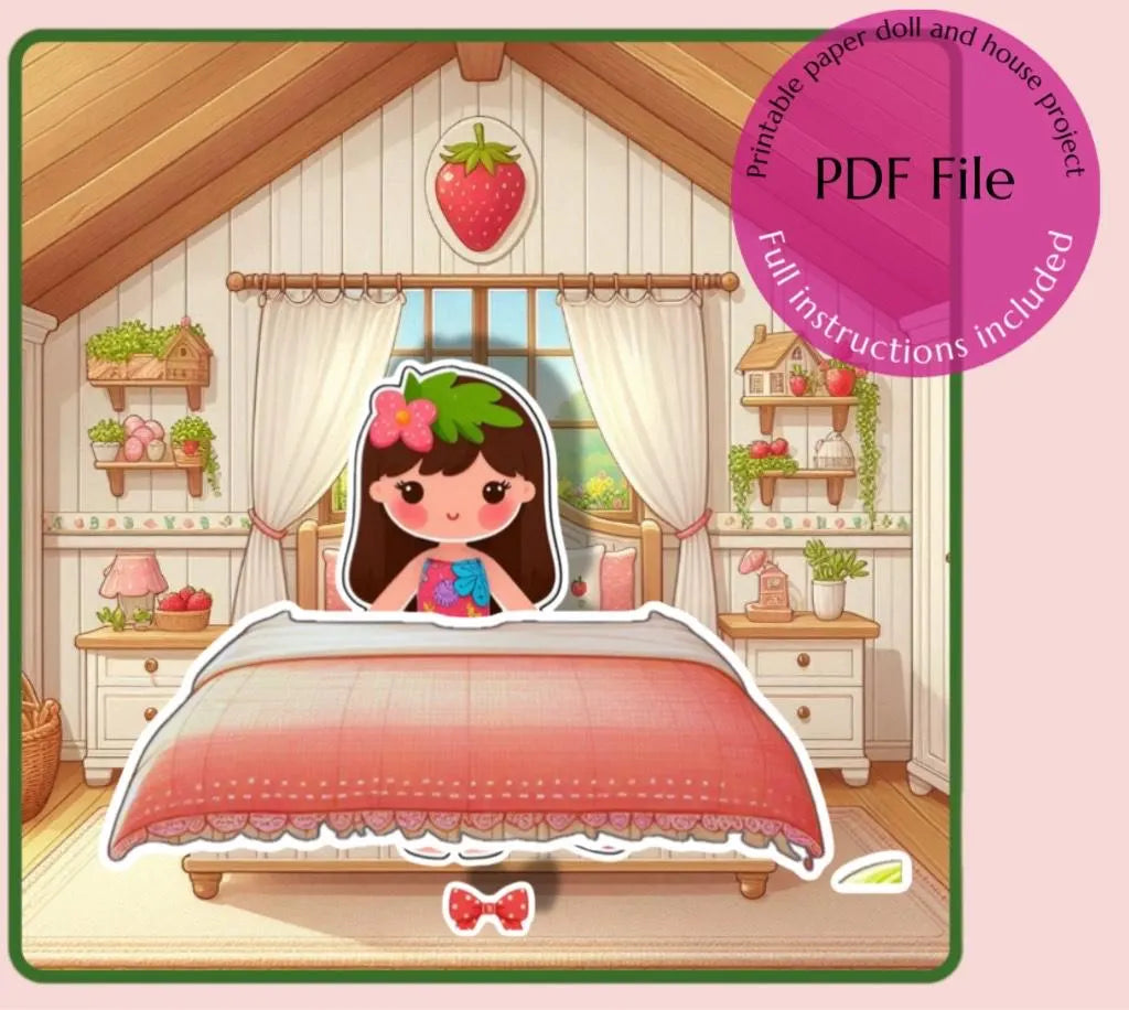 Strawberry Cottage Paper Doll Strawberry DIY pretend play