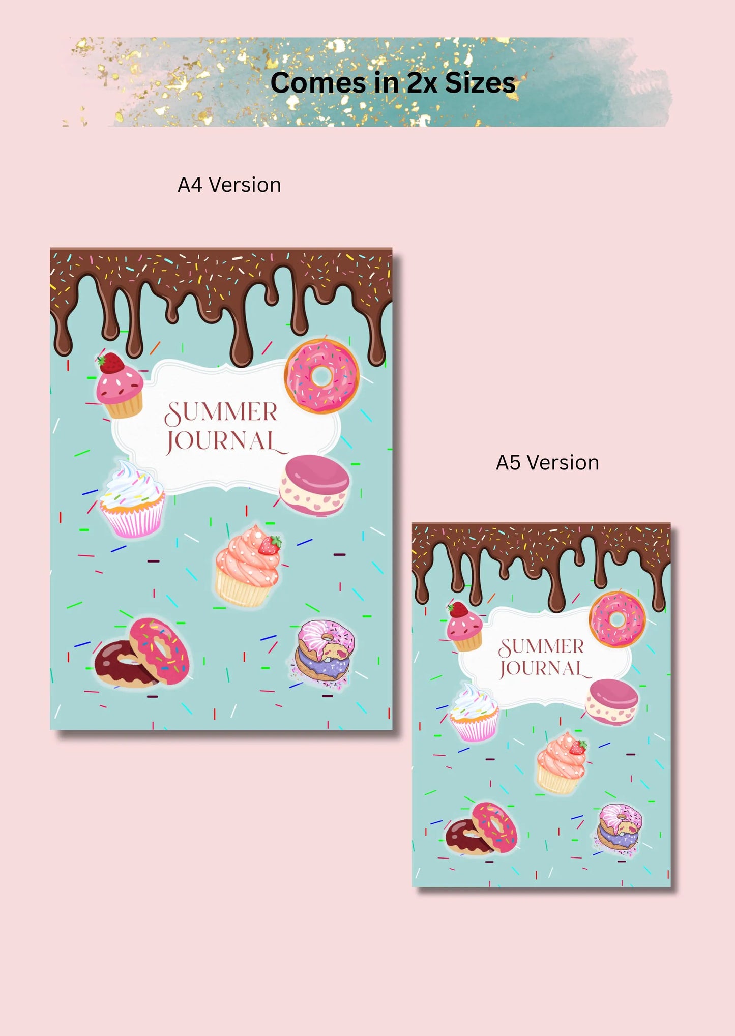 Planner Summer Journal Bundle Cupcakes Cream PRINTABLE Journal Pages PRE-COLOURED Pages Summer Planner Agenda Printable Planner