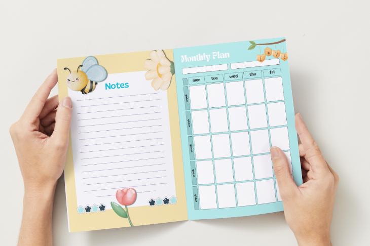 Planner Bee Journal Bundle Busy Bee PRINTABLE Journal Pages PRE-COLOURED Pages Summer Planner Agenda Printable Planner