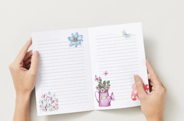 Printable Floral Cute Stationery Floral Cute Writing Paper Digital Download PNG Letter Paper Line Paper Lined Paper High resolution
