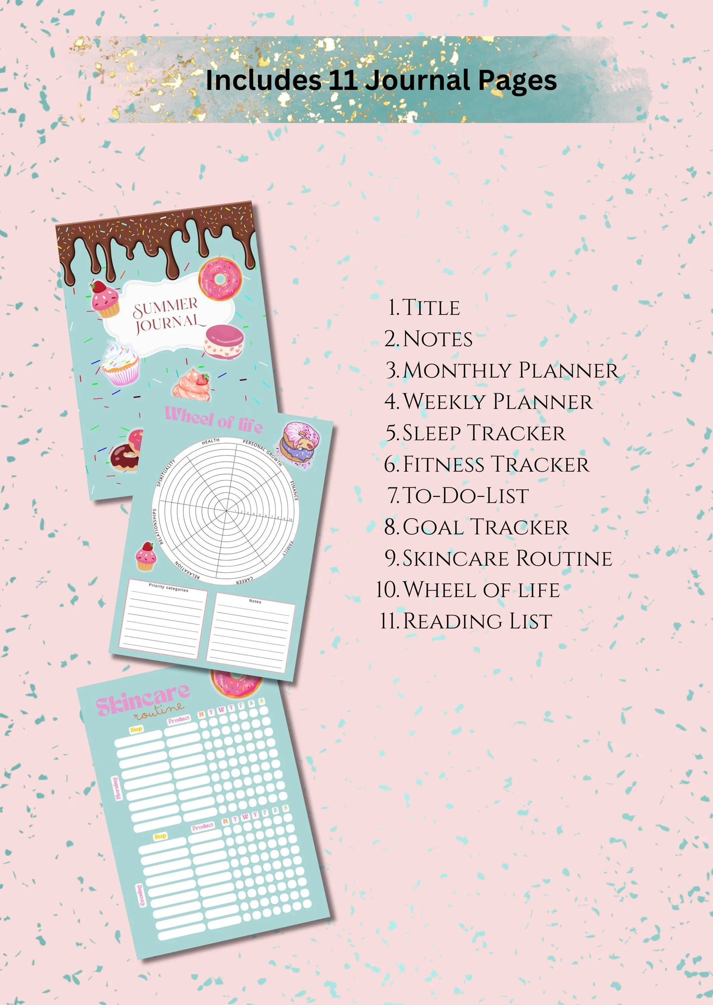 Planner Summer Journal Bundle Cupcakes Cream PRINTABLE Journal Pages PRE-COLOURED Pages Summer Planner Agenda Printable Planner