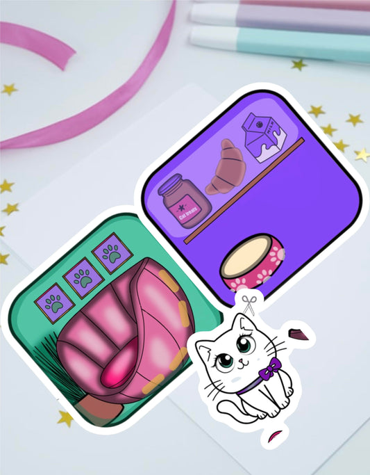 Paper Doll Bella the Kitten, Printable Paper House, Cat Paper House