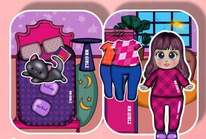 Printable Paper Dollhouse and Doll Set, Printable paper doll and dollhouse for kids