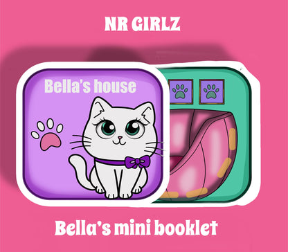 Paper Doll Bella the Kitten, Printable Paper House, Cat Paper House