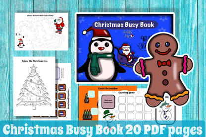 Christmas Busy Book for Toddler Printable Homeschool Resources Preschool Learning Folder Kindergarten Pre-K Christmas Activities for Kids