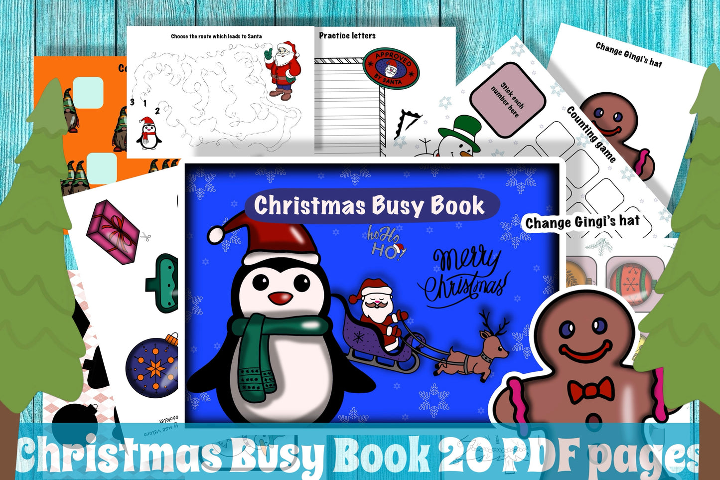 Christmas Busy Book for Toddler Printable Homeschool Resources Preschool Learning Folder Kindergarten Pre-K Christmas Activities for Kids