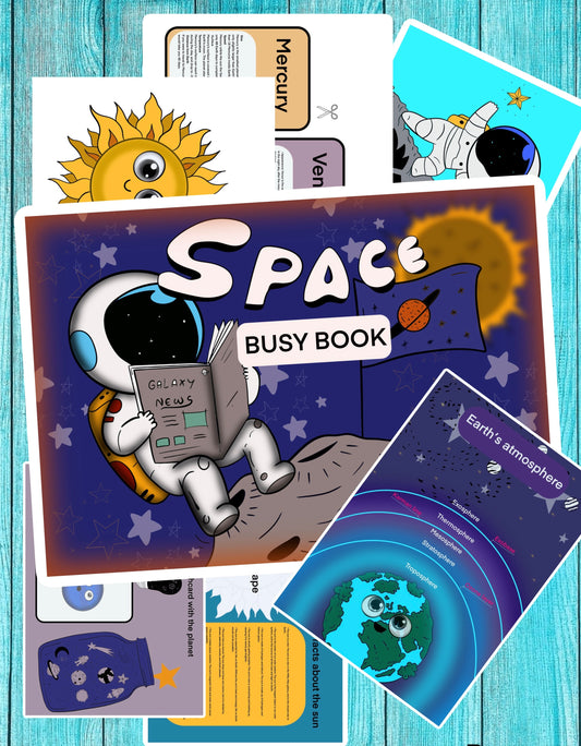 Solar system Busy Book for Toddler Printable Homeschool Resources Preschool Learning Folder Kindergarten Pre-K Space Activities for Kids