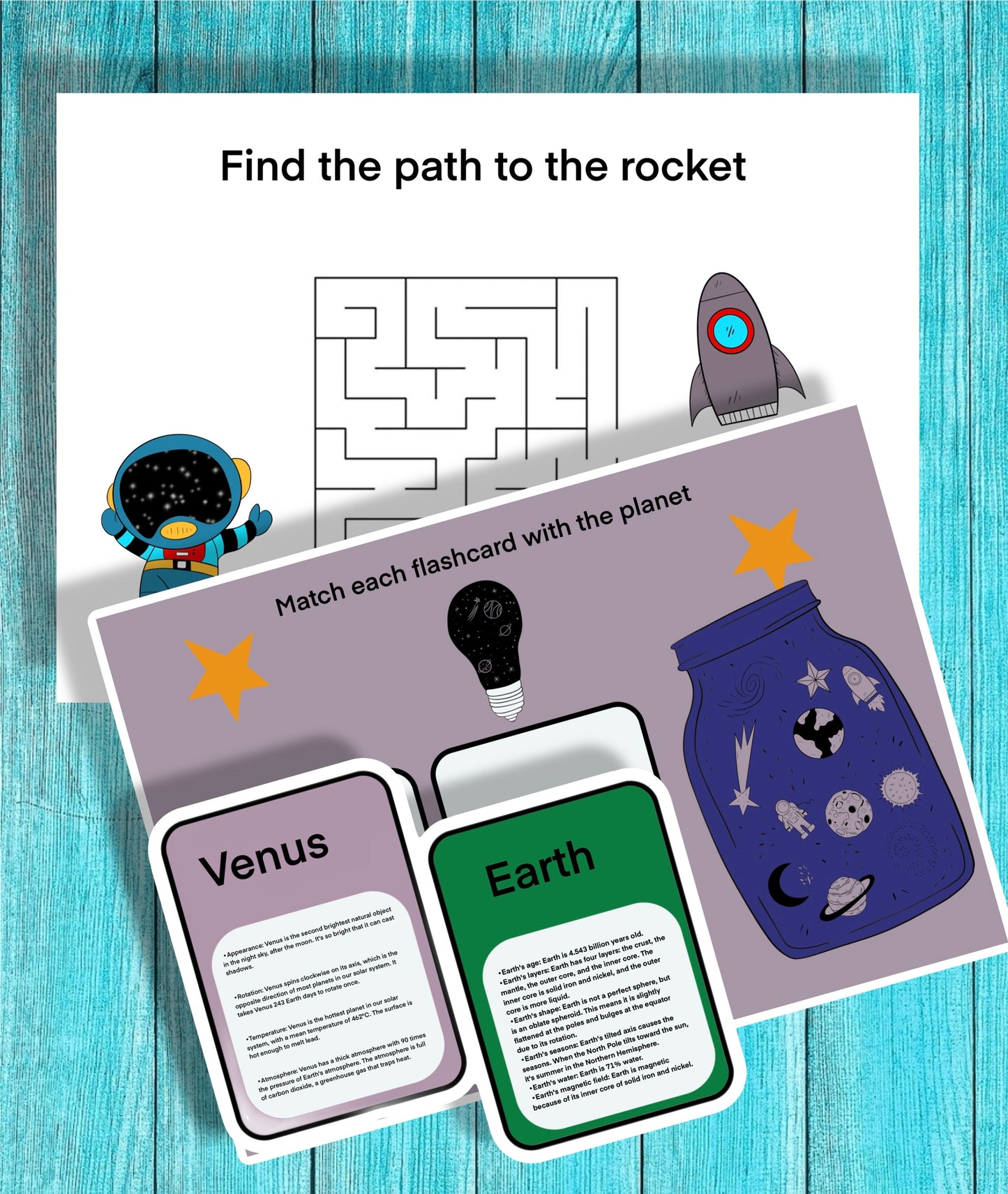 Solar system Busy Book for Toddler Printable Homeschool Resources Preschool Learning Folder Kindergarten Pre-K Space Activities for Kids