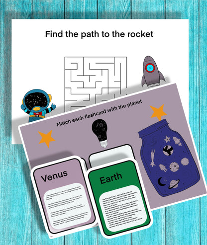 Solar system Busy Book for Toddler Printable Homeschool Resources Preschool Learning Folder Kindergarten Pre-K Space Activities for Kids