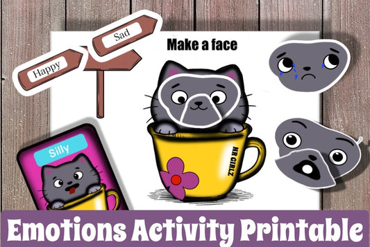 Kitten Emotions Activity Printable Fall Activities for Kids Preschool Toddler Worksheets Feelings Autism Activities Cat Learning Binder