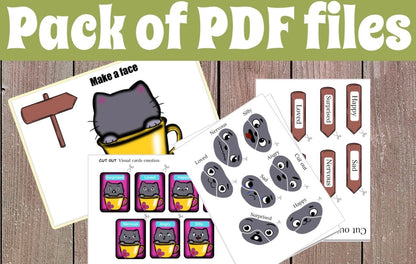 Kitten Emotions Activity Printable Fall Activities for Kids Preschool Toddler Worksheets Feelings Autism Activities Cat Learning Binder