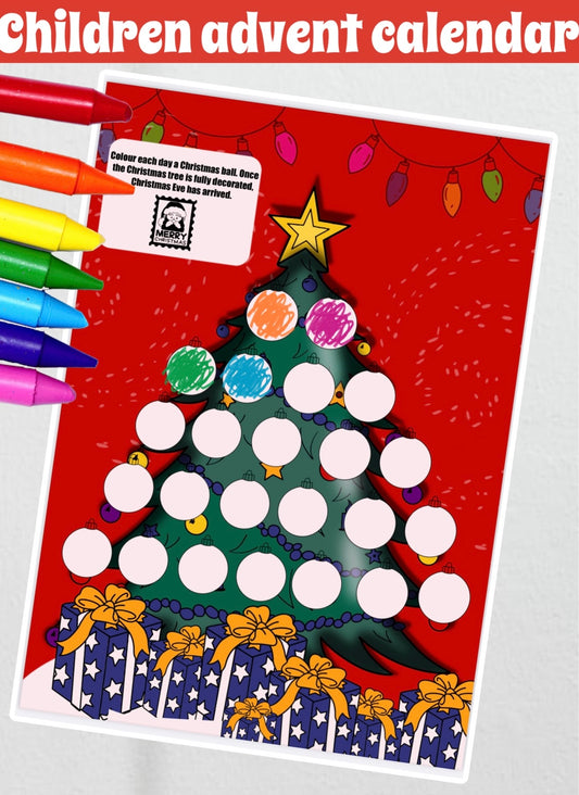 Printable Advent Calendar, Christmas Tree Countdown Calendar, Days Till Christmas 8.5x11" and A4 Xmas Print