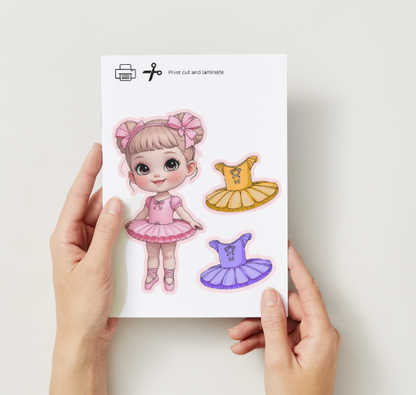 Ballerina Paper Doll Printable Kit – 2 Dolls + Ballet Studios – DIY PDF Cut & Play – Kids Craft – Instant Download