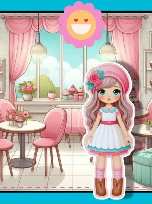 Paper Doll Cupcake Shop Pretend play DIY Paper doll Cute Cupcake edition