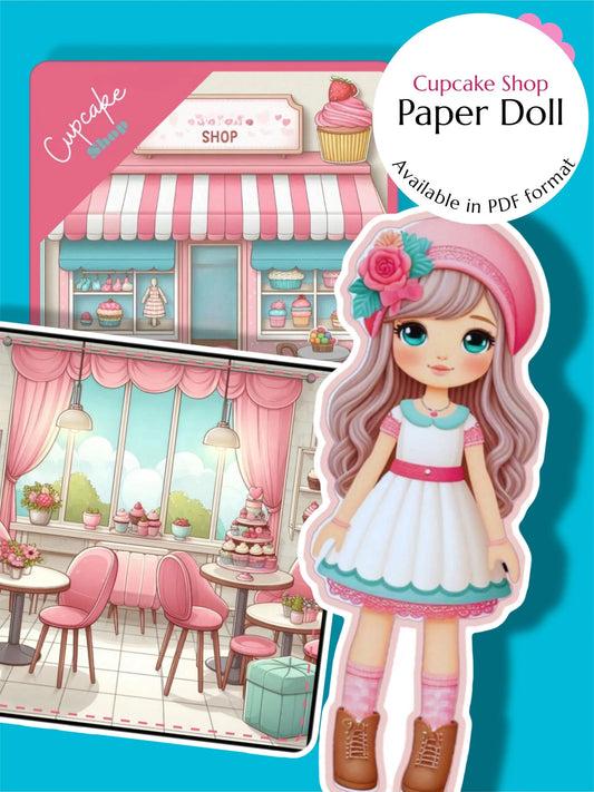 Paper Doll Cupcake Shop Pretend play DIY Paper doll Cute Cupcake edition
