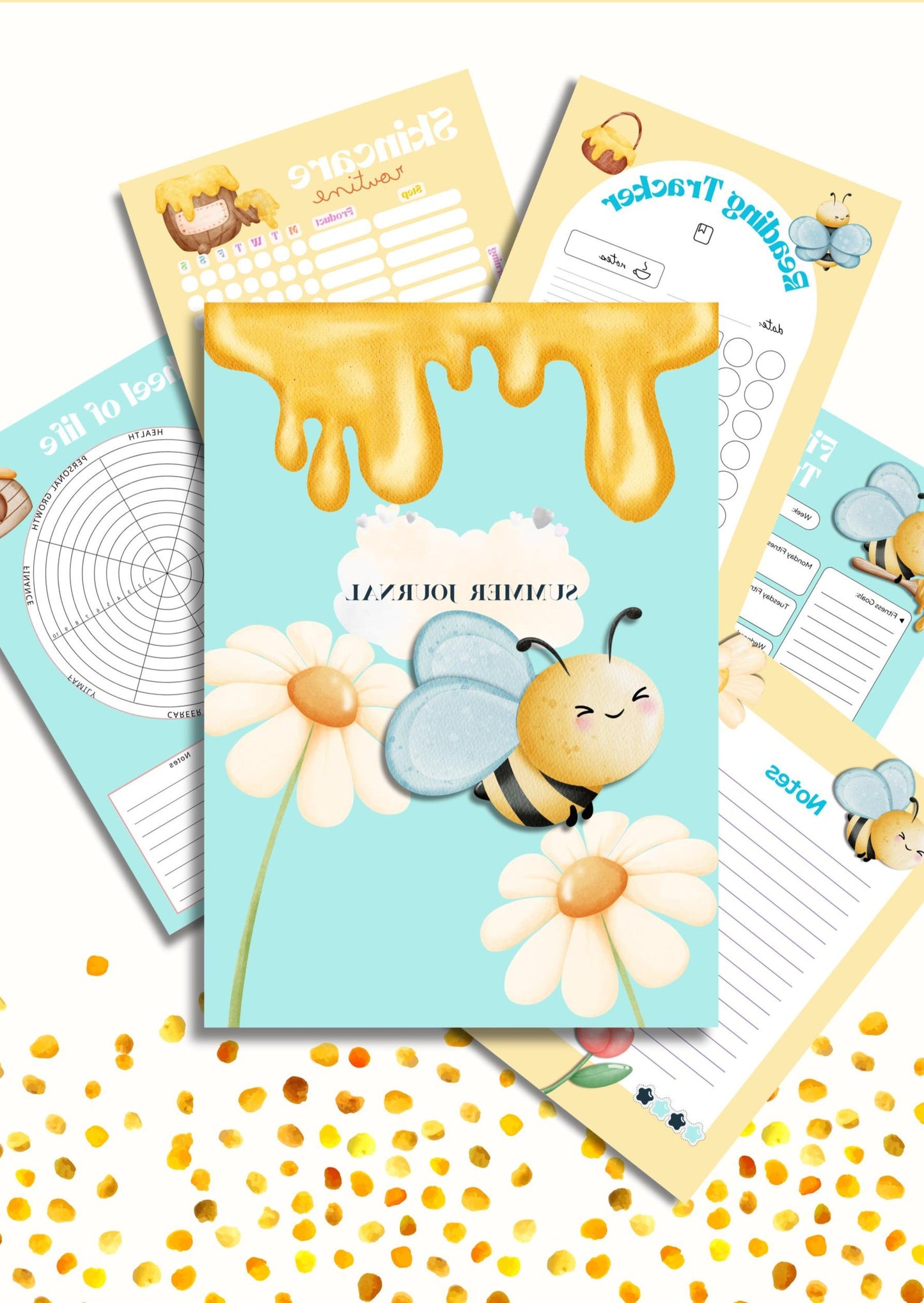 Planner Bee Journal Bundle Busy Bee PRINTABLE Journal Pages PRE-COLOURED Pages Summer Planner Agenda Printable Planner