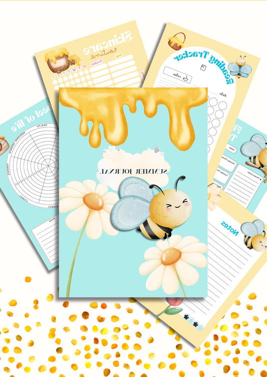 Planner Bee Journal Bundle Busy Bee PRINTABLE Journal Pages PRE-COLOURED Pages Summer Planner Agenda Printable Planner